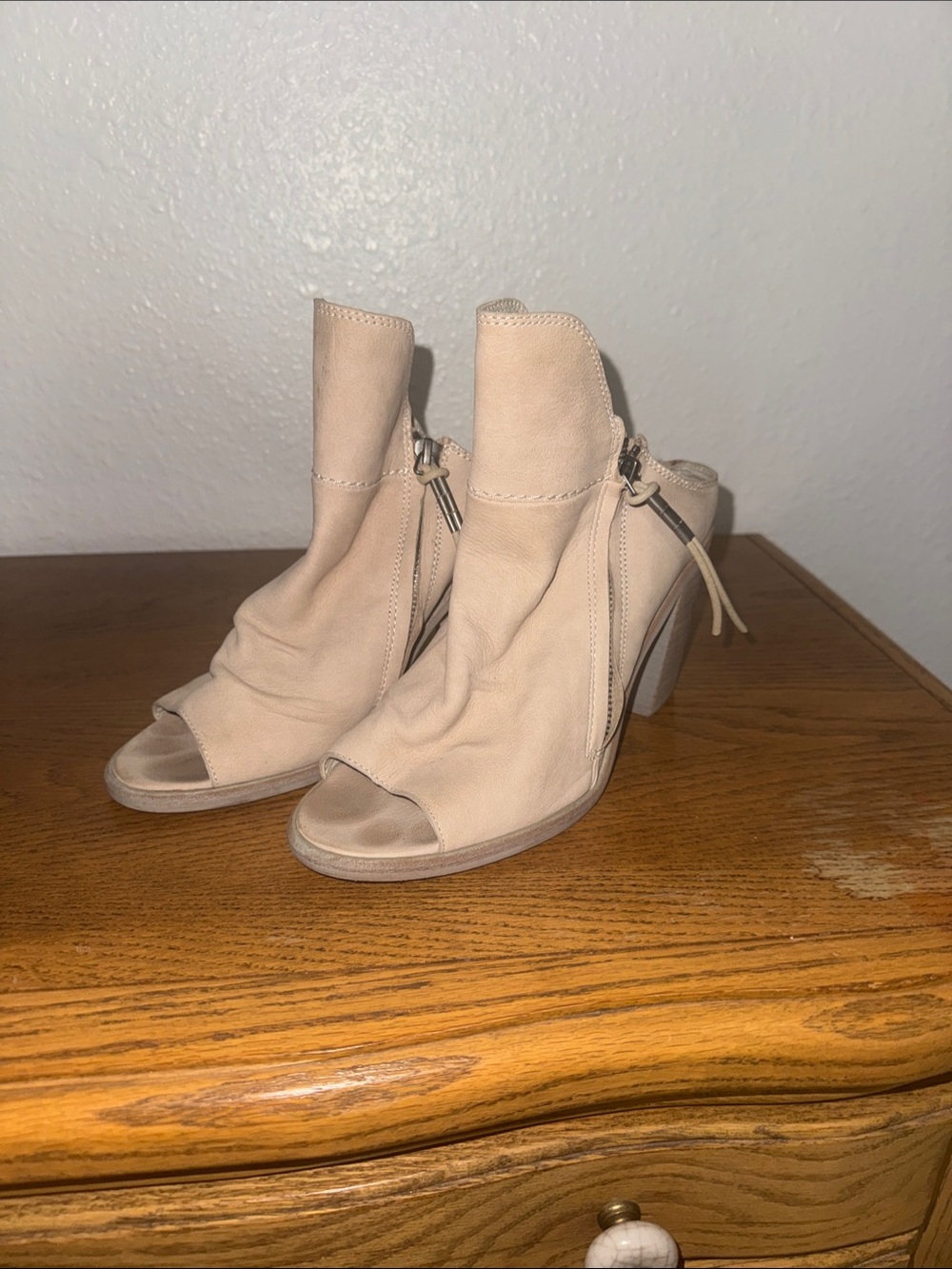 Dolce Vita Nude Peep-Toe Suede Ankle Booties